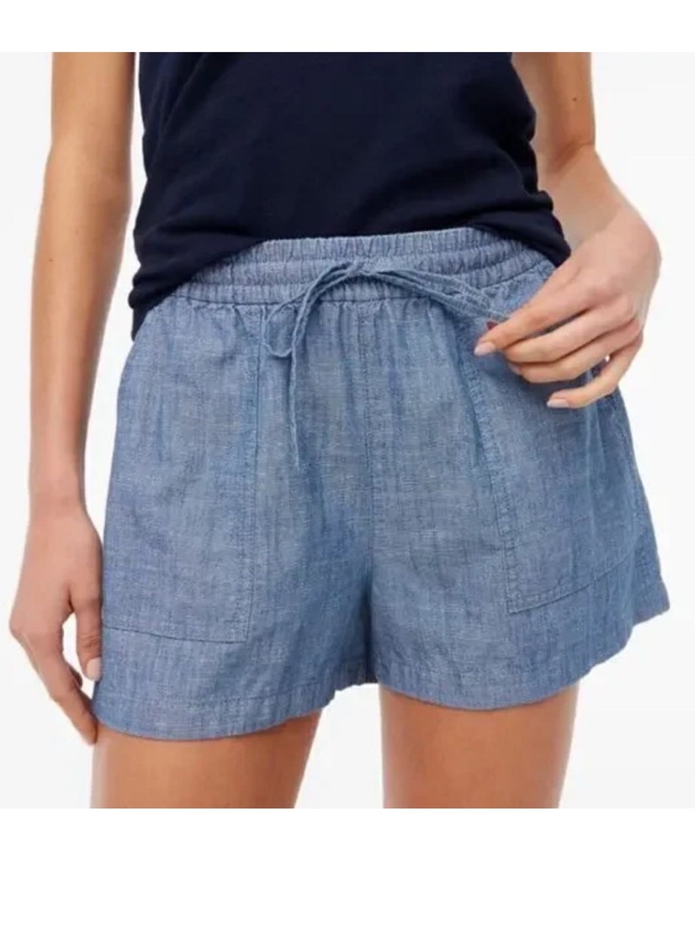 J.Crew Seaside Chambray Shorts Women's XXS Drawstring Elastic Waist Pockets EUC